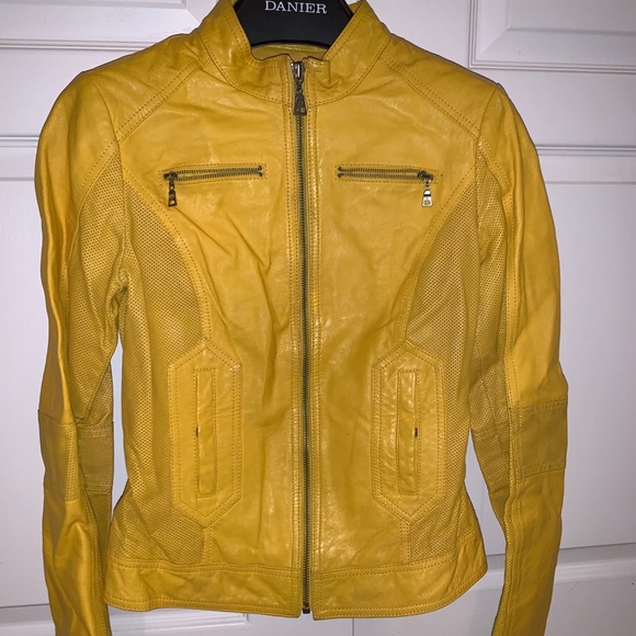 Canary yellow Danier leather jacket - Picture 1 of 2